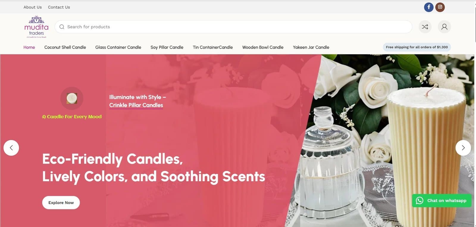 Mudita Traders website homepage shown on desktop
